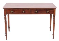 A George IV mahogany rectangular side table, the top with rounded corners,