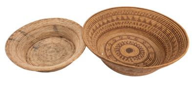 Two large Amazon woven baskets 53 and 65cm