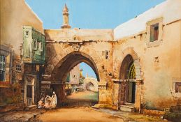 Noel Harry Leaver (British, 1889-1951) A North African city scene with a gate,