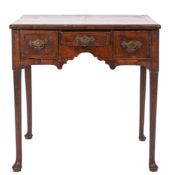 An 18th Century burr walnut and cross and feather banded rectangular side table,