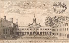 David Loggan (1534-1692), an engraving depicting Emmanuel College, Cambridge,