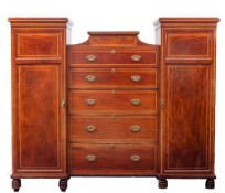 A Victorian mahogany and cross banded chest wardrobe,