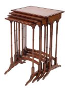 A set of late 19th Century mahogany and inlaid quartetto tables, of rectangular shape,