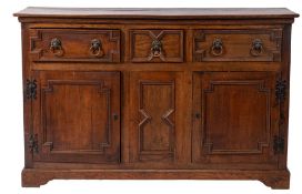 An oak dresser base in William and Mary style,