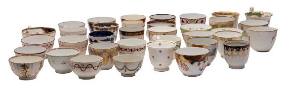 A collection of English porcelain teabowls, tea and coffee cups,