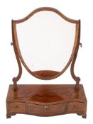 A George III mahogany and chequer strung dressing table mirror,