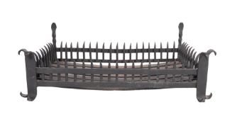 A substantial wrought iron fire basket, 20th century; of rectangular form; the front,