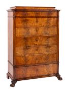 A 19th Century French mahogany Semainier in two sections,
