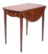 A George III mahogany and inlaid oval Pembroke table, crossbanded in satinwood,
