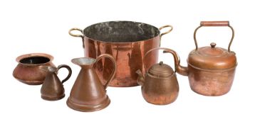 A quantity of domestic copperware,