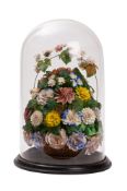 A Victorian seashell formed floral display,