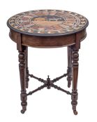 An Italian, pietra dura topped walnut circular occasional table, probably Rome,