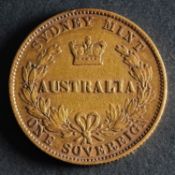An 1870 Victorian Gold Sovereign of Sydney Mint.