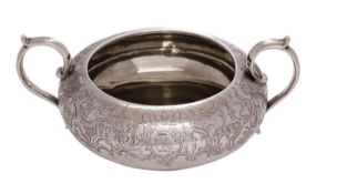 A Victorian silver sugar two handled sugar bowl, maker Joseph and John Angell, London 1838,