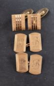 Two pairs of 9ct gold cufflinks,