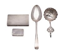 A small group of silver, to include an Old English pattern table spoon London 1723,