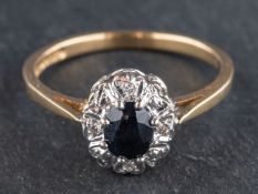 Two 9ct gold, sapphire and diamond cluster rings, including a round, mixed-cut sapphire and round,