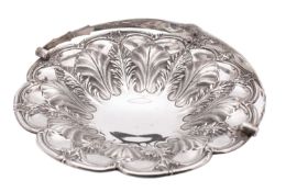 A Victorian silver swing handled cake basket, maker's mark rubbed, Sheffield 1840,