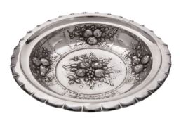 A 20th century silver comport, marked Buxed, 916/000, of circular form with crimped rim,