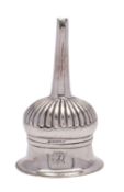A George III Exeter silver wine funnel, maker G?, Exeter 1819, the gardooned rim with plain border,