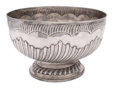 A Victorian silver footed punch bowl, maker Charles Stuart Harris, London, 1889,