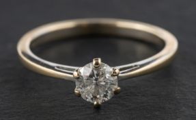 A 18ct gold, round, brilliant-cut diamond single-stone ring, estimated diamond weight ca. 0.