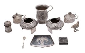A small group of South East Asian silver and silver plated items,