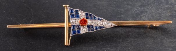 A Royal Thames Yacht Club burgee brooch,