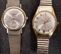 Watches of Switzerland a gold-plated gentleman's wristwatch the silvered dial with raised baton