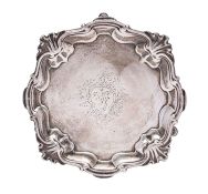 A George II silver waiter, John Swift, London 1743, with pie crust and shell border,