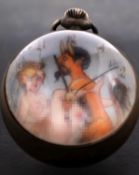 A twentieth-century Continental erotic desk watch having a Swiss-made watch movement,