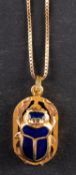 A blue enamel scarab pendant, length (exl jump ring) ca. 2cm weight ca.3.
