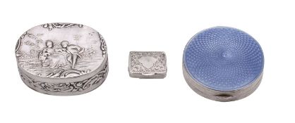 A George V silver and enamel circular box, Albert Carter, Birmingham 1926,