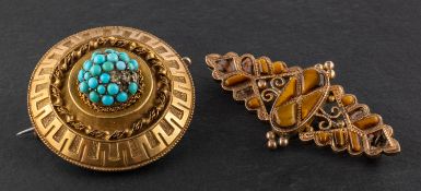 Two gemset brooches, including a late Victorian, 9ct gold,
