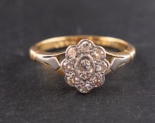 A diamond cluster ring, total estimated diamond weight ca. 0.