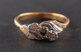 A diamond three-stone ring, total estimated diamond weight ca. 0.