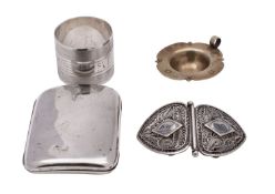 A small group of silver items to include;- a cigarette case, Birmingham, 1890, a napkin ring,