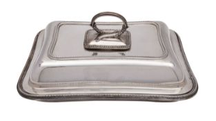 An Edward VII silver entree dish, cover and handle, Walker and Hall Ltd, London 1903,