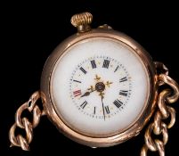 A lady's gold-plated wristwatch converted from a pocket watch the dial with black Roman numerals