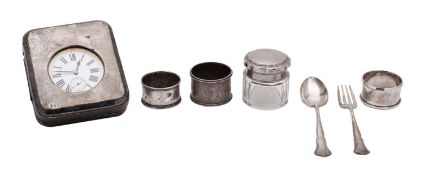An Edward VII silver travel watch case, maker W J Myatt & Co, Birmingham 1909,
