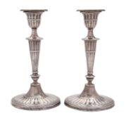 A pair of George V silver candlesticks, William Hutton and Son, Sheffield, 1918,