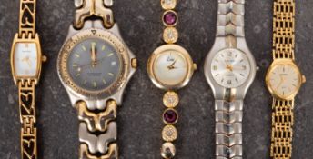 Tag Heuer a lady's two-tone wristwatch the grey dial with luminous hands,