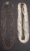Two multi-strand, freshwater, cultured pearl necklaces,