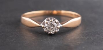 A round, brilliant-cut diamond, single-stone ring, estimated diamond weight ca. 0.