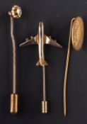 Three tiepins, including an old-cut diamond tiepin, estimated diamond weight ca. 0.