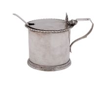 An Edward VII silver drum mustard, maker Stokes and Ireland Ltd,