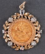 A George V half sovereign gold coin, dated 1913, diameter ca.