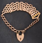 An Edwardian, 9ct gold gate and curb-link bracelet,