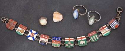 A small collection of miscellany including: two 'Wedgwood' jasperware rings, stamped 'SILVER',