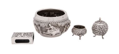 An Indian silver bowl, unmarked,